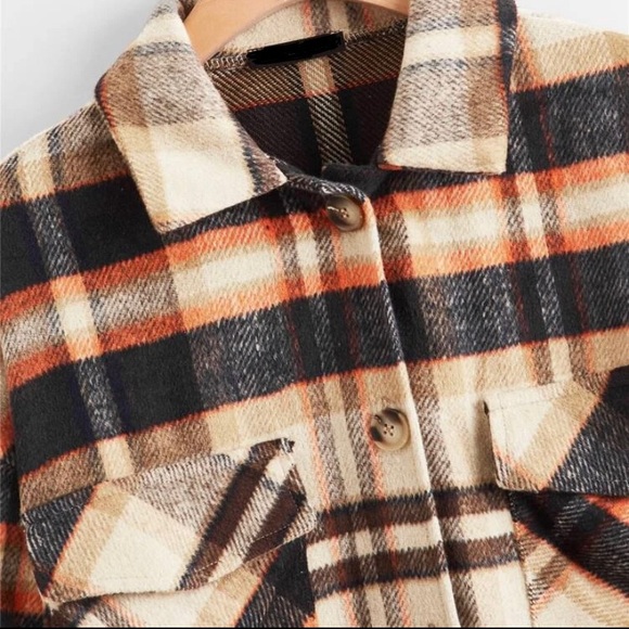 SOLD OUT Autumn Spice Fall Plaid Flannel Button Up Shacket Shirt Jacket - Picture 3 of 3